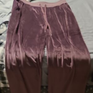 Purple Satin Drawstring Pants